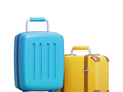 Colorful Travel Suitcases With Wheels And Handles For Luggage Storage 3d model