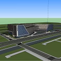 modern office building multi-storey office building 3d model