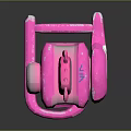 Pink Chainsaw with Graffiti Design POWER Text Cat Face Graphic and Star Decorations