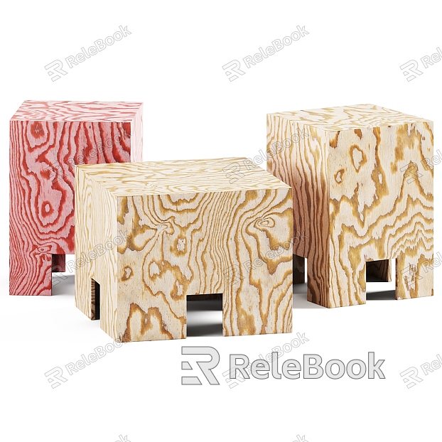 Modern wood grain square side corner designer side model