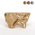 Golden Console Table With Wrinkled Surface And Dripping Effect Modern Design