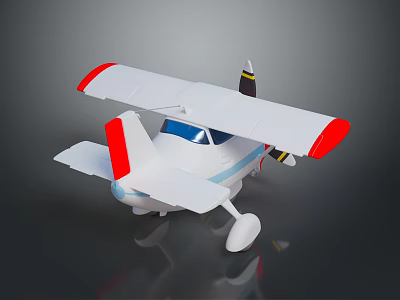 Toy Spaceplane Model With White Body Red Wing Tips And Blue Cockpit On Dark Background 3d model