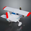 Toy Spaceplane Model With White Body Red Wing Tips And Blue Cockpit On Dark Background