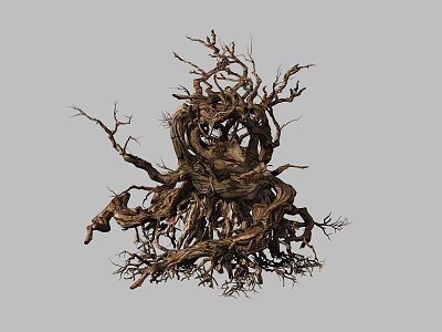 Natural Twisted Wood Root Structure With Stone Accents For Decor 3d model