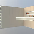 Modern Decorative Cabinet Interior With Vases Shelves Lighting And Cabinet Doors