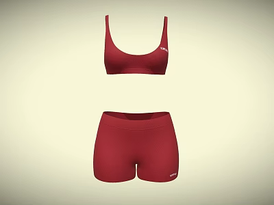 Red Sports Bra And Shorts Set For Active Wear With Comfortable Design 3d model