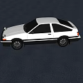 White Retro Sports Car Model With Two Door Design And Black Wheels