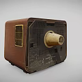 Vintage Retro Wooden Classic TV with Old Screen Control Knobs and Brown Cabinet