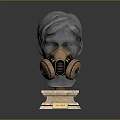 Military Gas Mask Weapon Equipment Head Sculpture With Marble Base And Nameplate