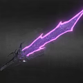 Purple Lightning Sword With Cracked Blade And Intricate Hilt Design