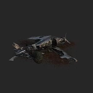Deserted ruins, abandoned aircraft, battle damage, scrapped aircraft, doomsday 3d model