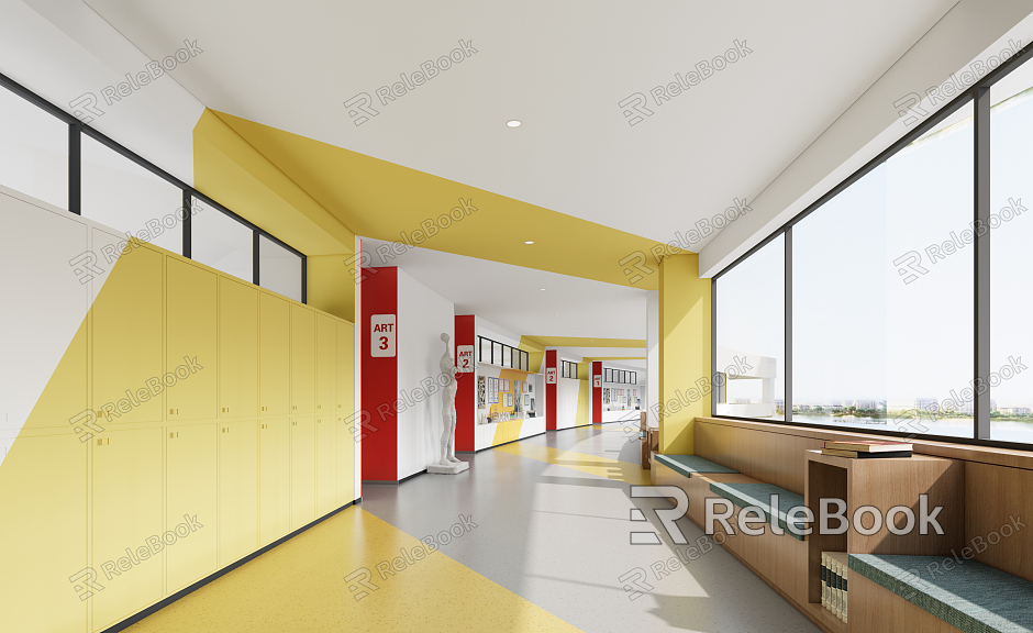 Modern aisle classroom corridor model