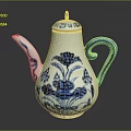 Traditional Blue and White Porcelain Teapot With Floral Pattern And Elegant Design