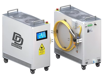 Industrial Laser Equipment With DD Machining Display Screen Fiber Cable And Mobile Wheels 3d model
