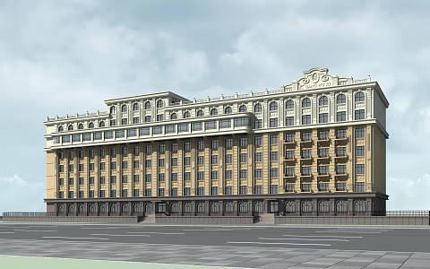 European-style office building hotel 3d model