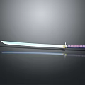 Traditional Samurai Sword With Shiny Metal Blade And Decorative Handle On Dark Background