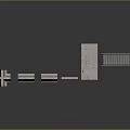 Various Shaped Concrete Blocks And Metal Stair Components On Black Reflective Surface