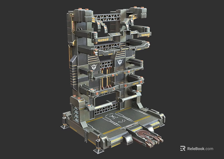 Robust Industrial Equipment With Multi Tier Metal Frame Mechanical Components And Cables 3d model 