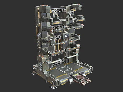 Robust Industrial Equipment With Multi Tier Metal Frame Mechanical Components And Cables 3d model