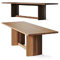 Natural Wooden Long Table With Simple Structure And Smooth Surface Design 3d model