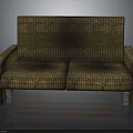 Modern Brown Woven Texture Two Seater Sofa With Armrests And Metal Legs
