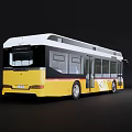 Modern Yellow And White City Bus With Large Windows And Double Doors