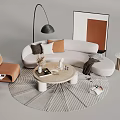 Curved sofa coffee table combination floor lamp 3d model
