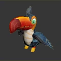 Colorful Cartoon Toucan Bird With Large Red Beak Blue Feathers White Belly And Yellow Feet