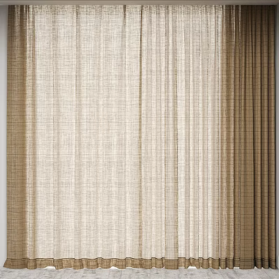 Natural Woven Window Curtains With Beige Textured Fabric For Modern Home Decoration 3d model