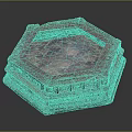 Hexagonal Stone Pedestal With Carved Details And Layered Textured Structure 3d model