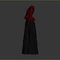 Red Peplum Long Sleeve Top With Dark Gray Flowy Long Skirt