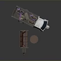 Furniture Set Including Vintage Sofa Coffee Table Cabinet And Tricycle With Purple Flowers