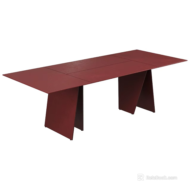 Modern Red Dining Table With Smooth Surface And Unique Leg Design 3d model
