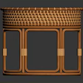 Round Orange Rattan Tea Table With Handwoven Top And Sturdy Frame Design