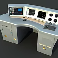Industrial Control Console With Multiple Screens Control Buttons And Cabinets 3d model