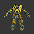 Yellow And Black Mechanical Robot With Standing Pose And Armor Details 3d model