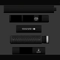 Five Black Cylindrical Tactical Weapons Stacked With Textured Surfaces And Brand Logos