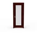 Wooden Door With Dark Brown Frame White Panel And Silver Handle 3d model