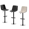 Modern Leather Bar Stools With Quilted Design Black And Beige Adjustable Height 3d model