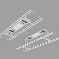 Modern Ceiling Mounted Clothes Hanger with LED Lights Adjustable Bars and Metal Construction 3d model