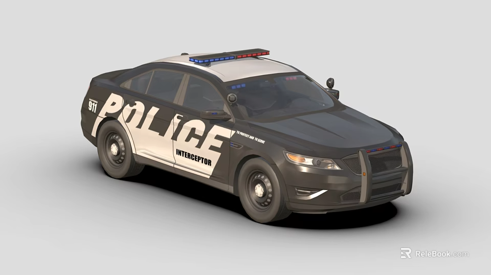 Michigan Police Sedan With Black And White Design And Emergency Lights 3d model 