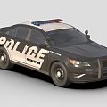 Michigan Police Sedan With Black And White Design And Emergency Lights