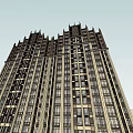 Modern High Rise Building 3D Architectural Design With Decorative Top And Windows