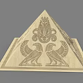 Detailed Carved Wooden Pyramid With Egyptian Style Eagles And Ornate Motifs