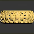 Shiny Gold Circular Ring Featuring Intricate Hollow Design On Gray Background With Reflection