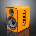 Orange Electronic Speaker With Square Design Dual Speakers And Control Knobs For Audio Devices 3d model