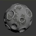 Decorative Wood And Stone Spherical Ornament With Greenish Pockmarked Surface Texture