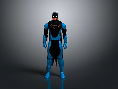 3D Detailed Batman Costume Figure In Blue And Black Standing Pose 3d model