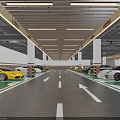 Modern Parking Garage With Entrance Signs Car Marble Walls And Overhead Lighting