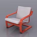 Modern Leisure Accent Chair With Orange Frame White Cushioned Seat Backrest And Armrest